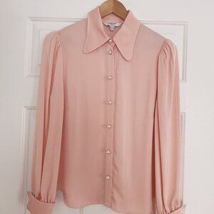 LK Bennett Sonya Pink Crepe Blouse | Size 6
